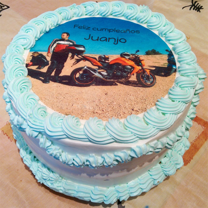 Pastel con foto de moto Pastel con foto de moto